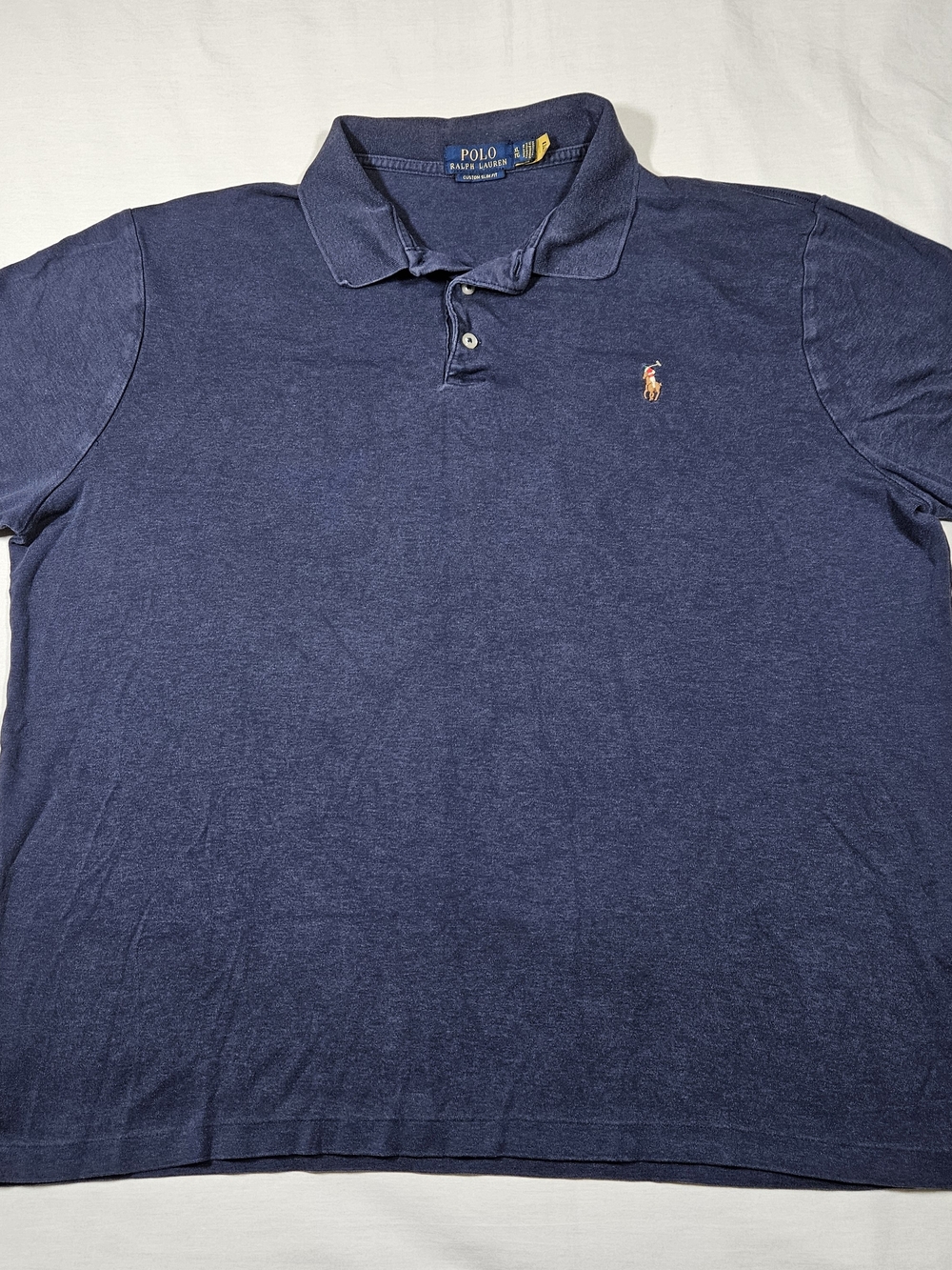 Polo Ralph Lauren Men's XL (Fits Short) Custom Slim Fit Polo Navy Blue